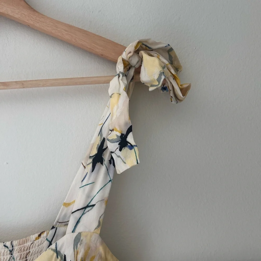 Soma Women’s Size Large Blue and Yellow  Floral Pockets Sundress - Picture 3 of 8